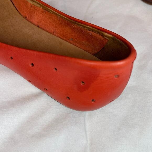 Madewell Sidewalk Skimmer Flats Red Perforated Leather Shoes Womens 8.5 - Picture 5 of 7